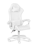 Ranqer Apollo Silla Gaming Ergonómica con Respaldo Ajustable, Apoyabrazos, Cojines Lumbar y Cervical, Cuero Sintético Negro, Giratoria 360°, Diseño Moderno y Cómodo para Jugadores, Blanco