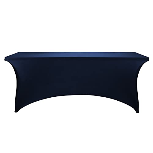 Image of FORLIFE Spandex Table Covers,Fitted Tablecloth for Rectangular Tables, Stretch Patio Table Covers, Universal Spandex Table Cover for Wedding, Banquet, Party (6ft, Navy)