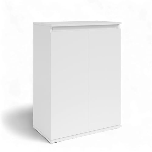 Brest - Comò in bianco credenza moderna con ampio spazio di archiviazione 60 x 84 x 35 cm larghezza x altezza x profondità