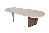 table en verre habitat et jardin  Habitat et Jardin Table Basse en Bois Ovalis - 130 x 65 x 40 cm - Travertin/Noyer
