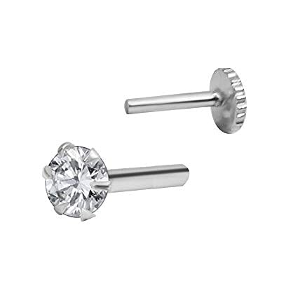 Shree Jewellers 92.5-925 Sterling Silver Round-Shape White Cubic-Zirconia Prong-Setting Push Nose Pin Stud for Women, Girls (small) (B08CGMLZMH) Amazon Price History, Amazon Price Tracker