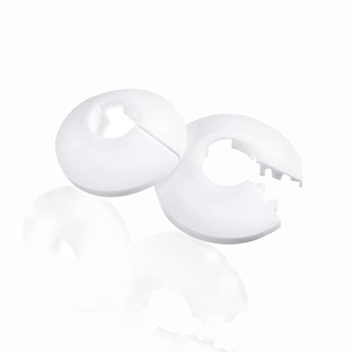 Plastic Radiator Pipe Collars - 2 White Covers for 15mm Pipe