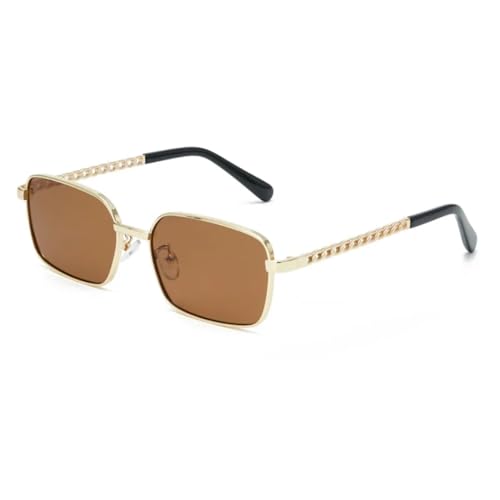 Lunettes de soleil rectangulaires vintage en métal avec verres océan haute définition