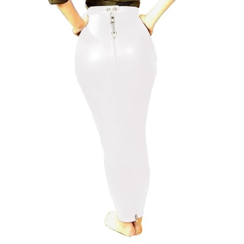 High Waist Long Hobble Skirts Exotic Lockable One-Step Bodycon Skirts Matte PU Faux Leather Mermaid Skirts