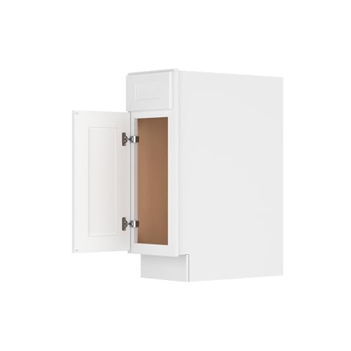 Image of Furinno Shaker Drawer Base Kitchen Cabinet with 1-Door, Ready to Assemble, 24 D x 12 W x 34.5 H, White