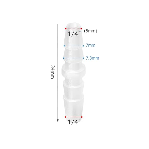 Image of Quickun Plastic Hose Barb Fitting, 1 /4 inch x 1 /4 inch Barbed Splicer Mender Joint Adapter Union Fitting (Pack of 10)