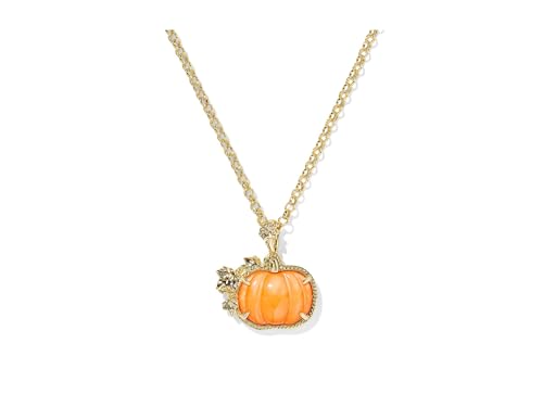 Kendra Scott Womens Pumpkin Long Pendant Necklace Gold Orange Mother Of Pearl One Size