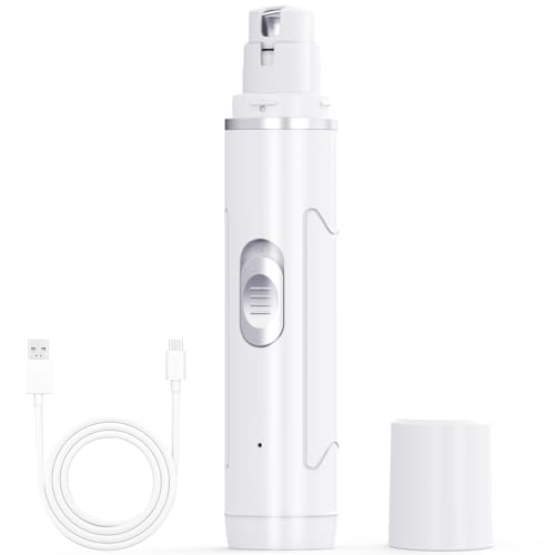 Chwwen Dog Nail Grinder Quiet - Professional 2-Speed Electric Pet Nail Trimmer with Guard, Rechargeable & Painless Claw Grinder for Small Medium Large Dogs & Cats, Low Noise & Vibration