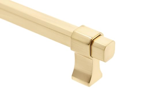 GTV - Möbelgriff IMPERIAL | Griff Griffe Möbelgriffe | Lange 35,4 cm| Bohrlochabstand 32 cm | ZnAl |Gold gebürstet