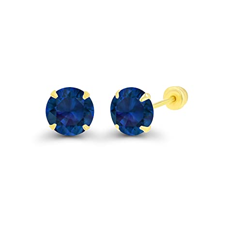 Solid 14k Gold Hypoallergenic 5mm Round Birthstone Solitaire Prong Set Screw Back Stud Earrings2