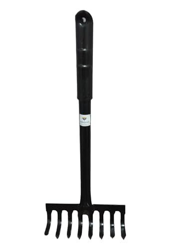 Image of Utkarsh Garden Rake with 8 Teeth or Prongs | Heavy Duty Gardening Tool for Home Garden | Lawn, Landscaping Yard, Garden Leaf Rake | Weeding, Tilling, Aerating Soil Rake - Set of 1 Tool