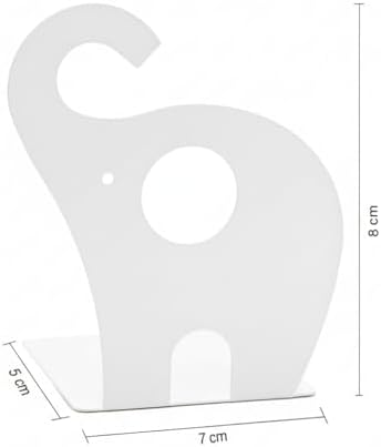 oddpod™ Elephant Metal Bookends for Office Decor/Book Shelf/Living Room/Home Décor 1352 8.5" - White