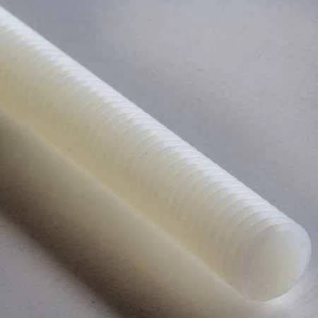 FullyThreaded Rod, 1/4-20, 2 ft, Nylon, 6/6, PlainFinish