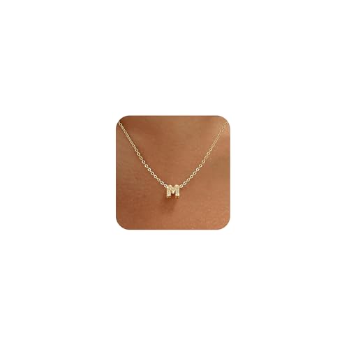 SEFORICO Kette Gold für Damen - Initialhalskette für sie, Mädchen-Geburtstagsgeschenk, A-Z Namenshalskette, vergoldet, verstellbarer Kette, personalisierte Geschenke, 42+5cm(M)