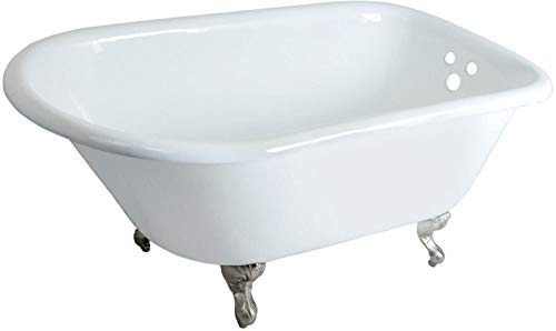 Kingston Brass VCT3D483018NT8 Aqua Eden Clawfoot Tub, White/Brushed Nickel