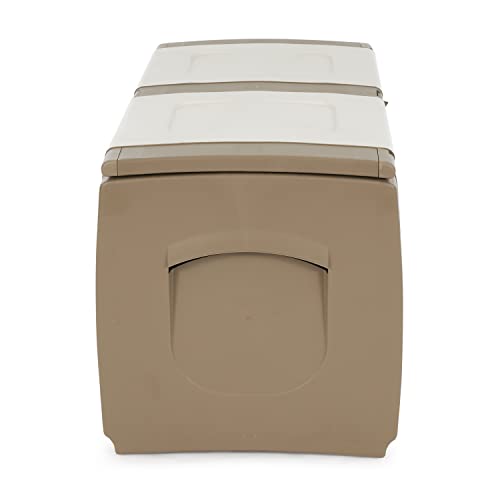 Homeplast Regular 52.83 Gallon Capacity Indoor Outdoor Heavy Duty Plastic Deck Box Storage Trunk, Beige/White #TOP3