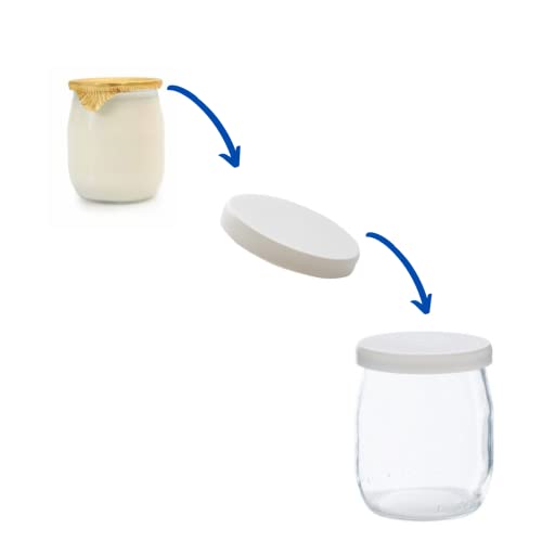 Friendly Cuisine - Tapas herméticas blancas para tarro de yogur de cristal (diámetro 56 mm)