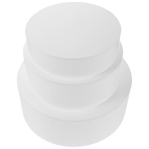 ELAYARD Lot de 3 Présentoirs Cylindriques Ronds en Acrylique Blanc Tailles Gigognes pour Gâteaux Desserts Cosmétiques et Buffet Hygiéniques et Faciles à Nettoyer Présentation