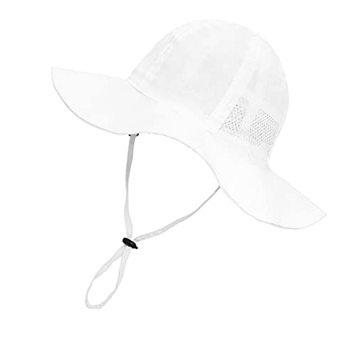 Kids Toddler Baby Sun Hat Breathable & Adjustable For Boy Girl Wide Brim Summer Outdoor Beach Hats Upf 50+ Sun Protection White #TOP8
