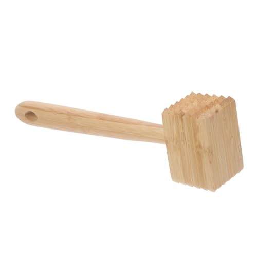 UTHCLO Martillo de Cocina de Bambú para Ablandar Carne Martillo Doble Cara Ergonómico para Ternera Pollo y Pescado Herramienta Duradera para Preparación de Comidas Color Marrón