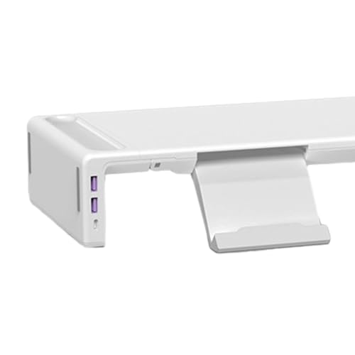 Soporte ergonómico de portátil blanco con puerto USB e interfaz de carga para escritorio 2