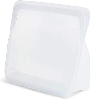 Stasher Platynowy silikonowy woreczek wielokrotnego użytku do żywności, do gotowania, zamrażania, organizowania/podróży, 17,80 x 20,30 cm, 1,65 l, 56 uncji, przezroczysta