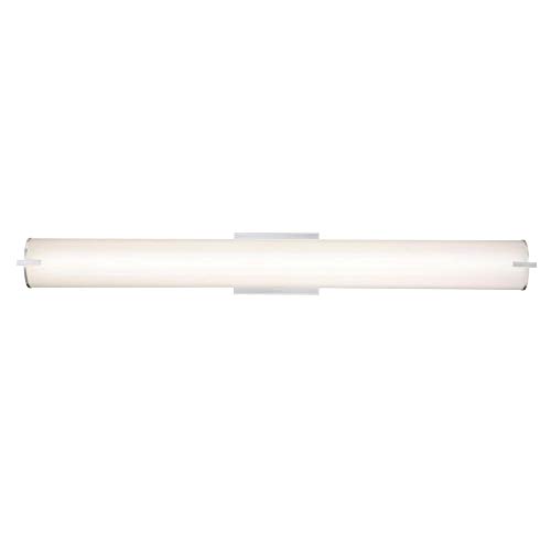 Image of Westinghouse Lighting 6112200 Ashwin Transitional One-Light, 30 Watt Dimmable LED Indoor Wall Fixture with Color Temperature Selection, Brushed Nickel Finish, White Frosted Shade - 36 inch