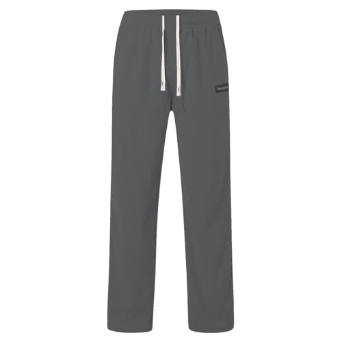 Drynmoc Mens Corduroy Pants Baggy Casual Fashion Loose Fit Pant Wide Leg Straight Sweatpants Elastic Waist Drawstring Trouser Grey - image 2