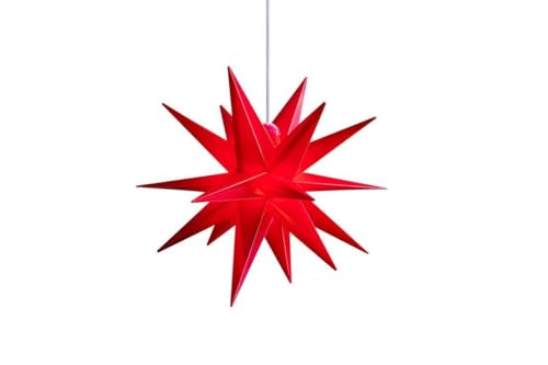 ZICOM LED Dekostern Weihnachtsstern Stern mit 18 Zacken wetterfest, rot Ø 25cm Innen und Außen für Weihnachten, Hochzeiten, Party, Dekoration, Geschenkidee, 230V 50Hz, LxBxH 25x25x25cm