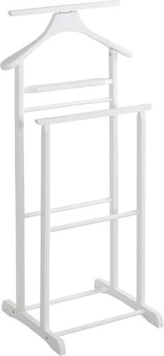 HAKU Möbel, Galán de noche, madera maciza, blanco, ancho 47 x fondo 36 x alto 102 cm