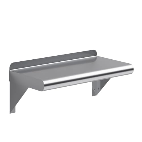 Image of AmGood 16 inch Long X 8 inch Deep Stainless Steel Wall Shelf | NSF Certified | Appliance & Equipment Metal Shelving | Kitchen, Restaurant, Garage, Laundry, Utility Room