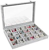Valdler Clear Lid 24 Grid Jewelry Tray Showcase Display Storage (24 Grid)