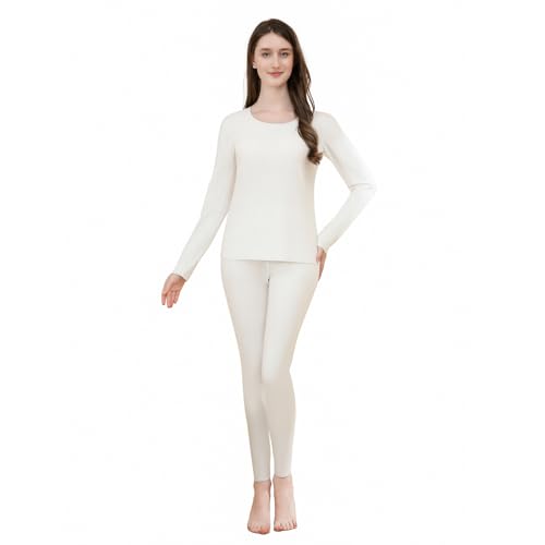 casme Thermal Underwear for Women Cold Weather Top Bottom Soft Stretch Fabric Weightless Imperceptible for Winter Daily Wear Outdoor Activities M