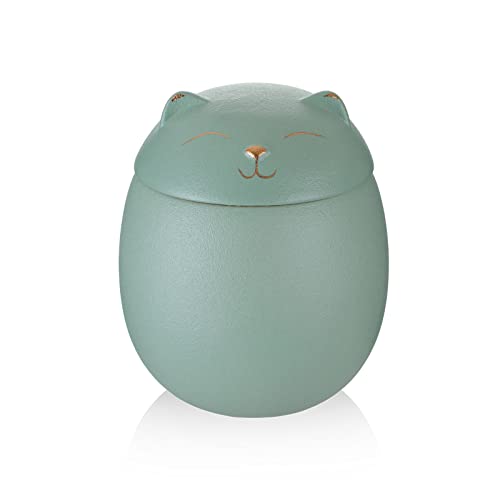 NEWDREAM New Dream:Cat-Shaped Ceramic urn, cat urn for Ashes,pet urn (Green S)