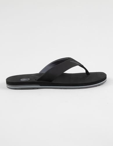 Image of Volcom Men's Victor Sandals - Water-Friendly Flip Flops With Comfort Foam Footbed, Vintage Black, 10