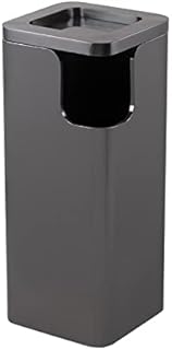 Cubo de basura de acero inoxidable para exteriores, cubo de basura cuadrado vertical con cenicero de apertura lateral, cubo de basura comercial de acero inoxidable para dibujo, cubo de basura grande