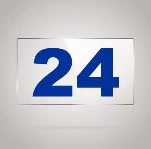 Number Plate 24 Room, Hotel, Hospital, Lodge,Apartment, Flat,Door No,College, Library, Rack Numbers Warehouse,Acrylic White Board Fixed with Blue Color PVC Waterproof Sticker