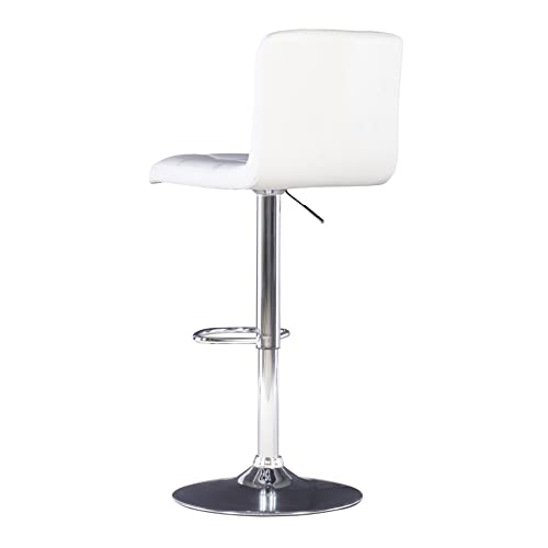 Powell White Quilted Faux Leather & Chrome Adjustable Height Barstool by Powell - Image 6