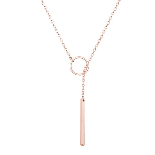 choice of all Rose Gold Necklaces Lariat Necklace for Women Slip Chain Necklace Y-Shaped Pendant Necklaces Trendy Jewelry Gifts