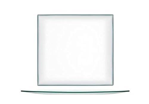 H&H Assiette Carrée, Transparent, Verre, 25 cm, vendu par Pièce