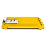 Ornamin Großes Essbrettchen – Barrierefreies Schneidbrett & Fixierbrett für Einhänder mit Zubereitungshilfe | gelb