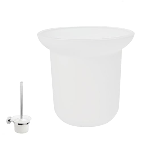 JNEYVIC Vaso Escobilla WC Baño Cristal 11x11cm Universal Portaescobillas de Baño Soporte Cepillo Inodoro - Mantiene El Cepillo Recogido Fácil Limpieza, Ocupa Nada Organizador Accesorios Transparente