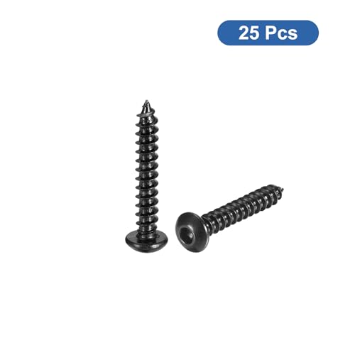 Tornillos autorroscantes hexagonales con cabeza plana, M4 x 25mm de acero al carbono, paquete de 25 piezas miniatura 3