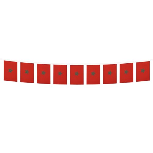Image of AZ FLAG Morocco 6 meters BUNTING Flag 20 flags 9'' x 6'' - Moroccan STRING flags 15 x 21 cm
