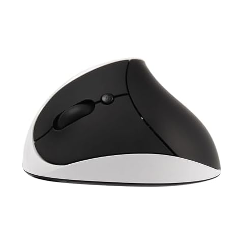 CHUYI Left-Handed Mouse, Ergonomic Vertical Rechargeable Wireless Mouse, 6 Buttons, Optical and Portable Wireless Office Mice with USB Receiver for PC Computer Laptop (Black & White) Cover