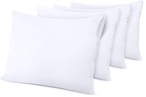 Utopia Bedding Waterproof Pillow Protector Zippered (4 Pack) Queen – Bed Bug Proof Pillow Encasement 20 x 28 Inches