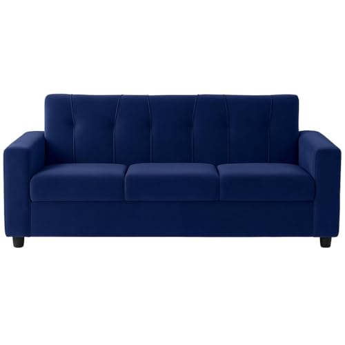 Image of FURNY Asano 3 Seater Fabric Sofa Set (Blue) | Durable Comfort | Modern Design | Ideal for Living Room