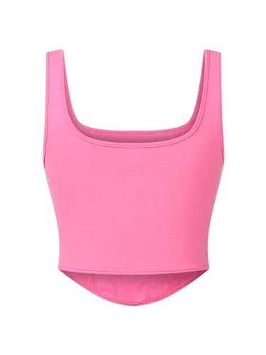 OYOANGLE Conjunto de 2 camisetas regatas femininas de verão com gola quadrada sem mangas e bainha as