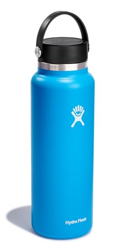 Hydro Flask Water Bottle - Insulated Stainless Steel - Wide Mouth Flex Lid, Non Spill, Leakproof and Refillable in 40 Oz Pacific
