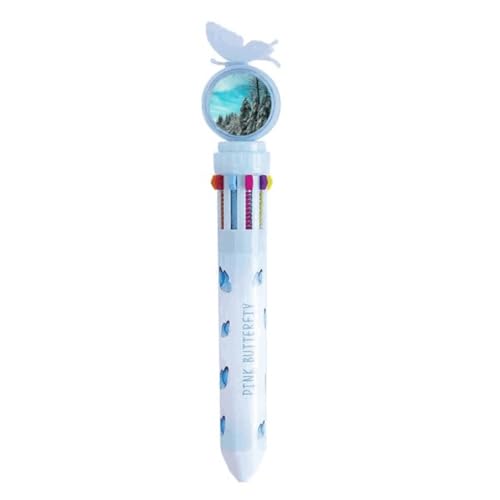 Stylo à bille rétractable multicolore art déco bleu nuages de pin fournitures scolaires